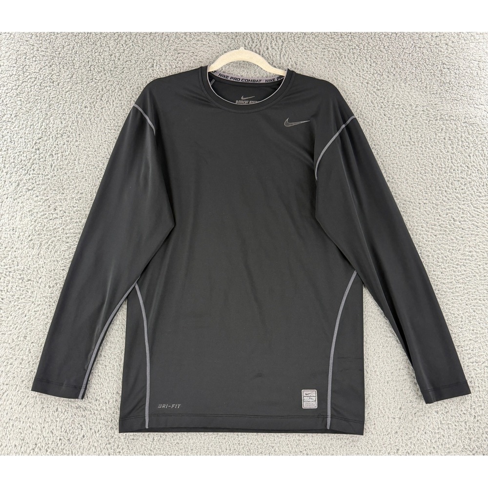 Nike Pro Combat Compression Shirt Mens XL Black Dri-FIT Long Sleeve 269607-010